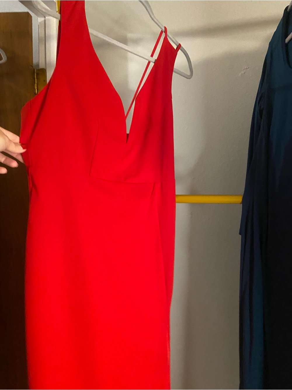 Lulu's Vibrant Red V-Neck Midi Dress
